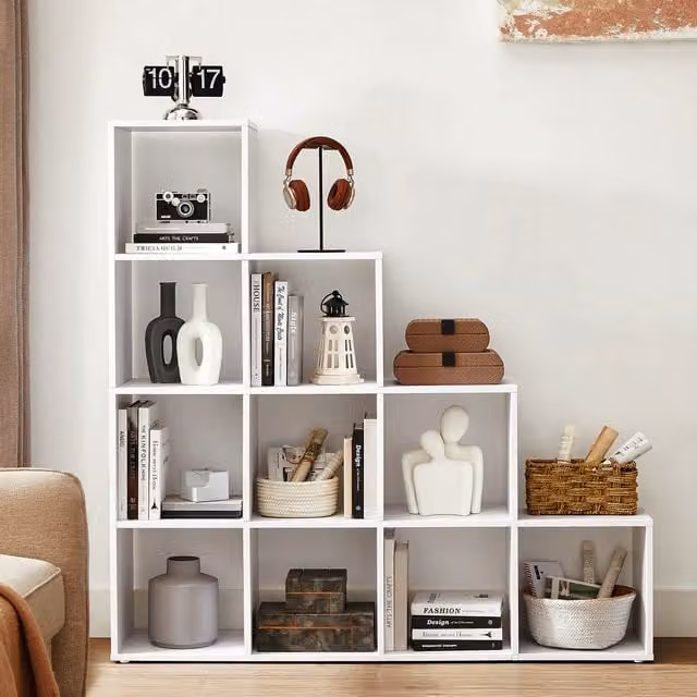 VASAGLE 10-Cube Storage Bookcase with Open Compartments in Cloudy White