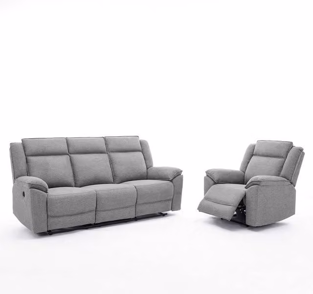 More4Homes Skye 3 and 1 Linen Electric Recliner Sofa Set in Grey