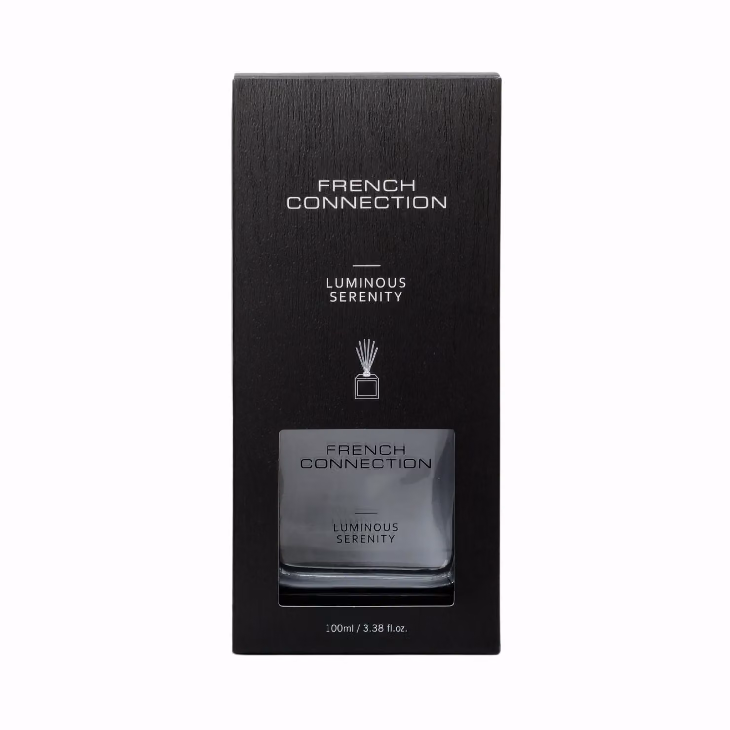 French Connection Luminous Serenity Reed Diffuser with Black Wooden Surround, 100ml – 2