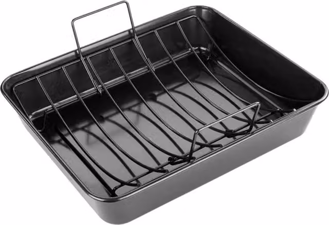 Tala Performance Eclipse Non-stick Extra Large Carbon Steel Roaster and Rack, Black, W: 38 cm, D: 32 cm, H: 7.5 cm