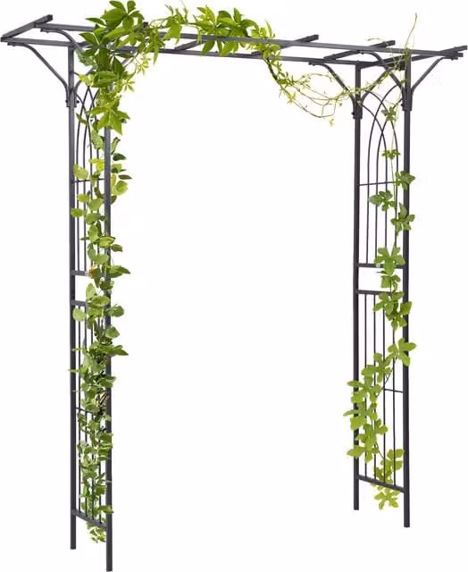Outsunny Metal Garden Arch Arbor in Grey for Decorative Climbing Plants