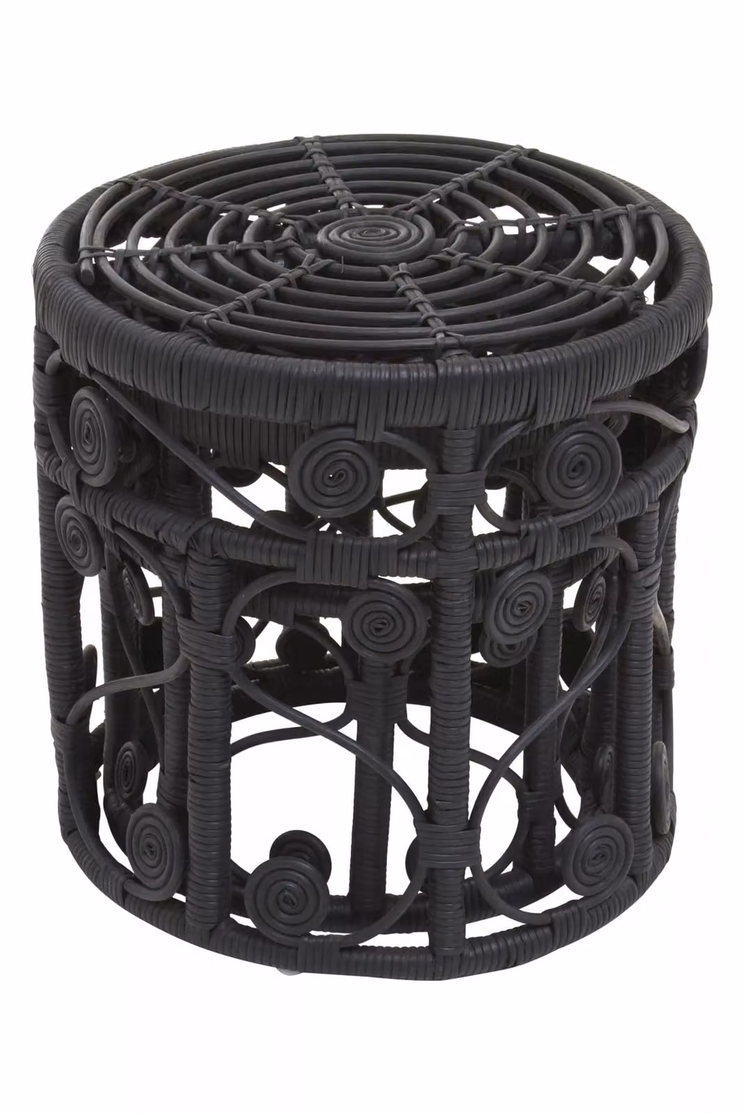 Orsina Mataram Set of Two Black Natural Rattan Round Nested Tables – 3