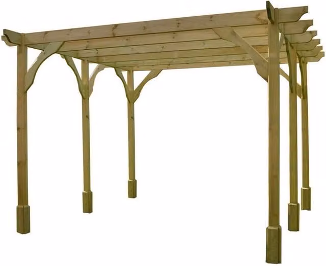 Rutland County Garden Furniture Ltd Premium 6 Post Wood Pergola in Green, W: 600 cm, D: 360 cm, H: 270 cm – 1