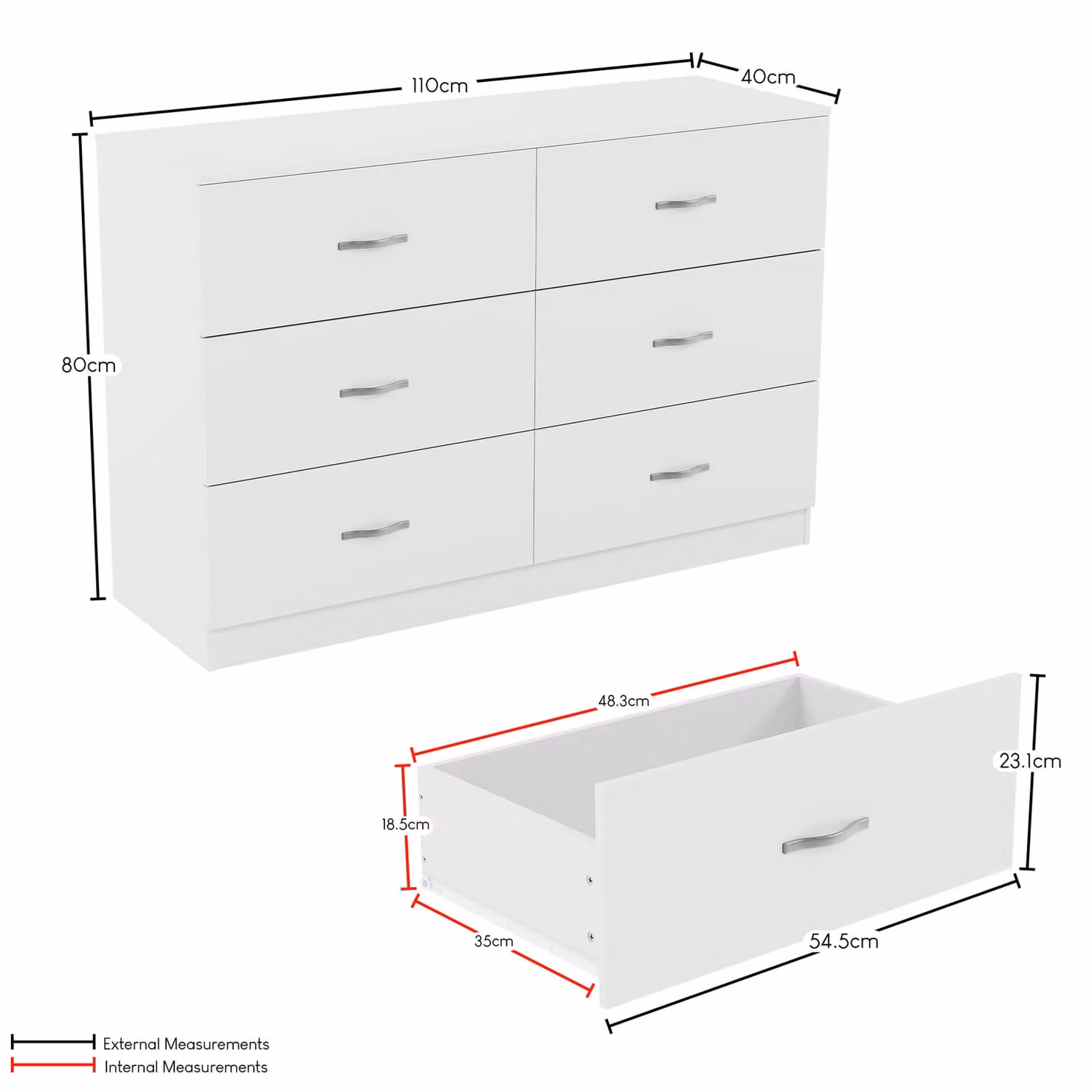 Vida Designs Riano 6 Drawer Chest of Drawers in White – 2