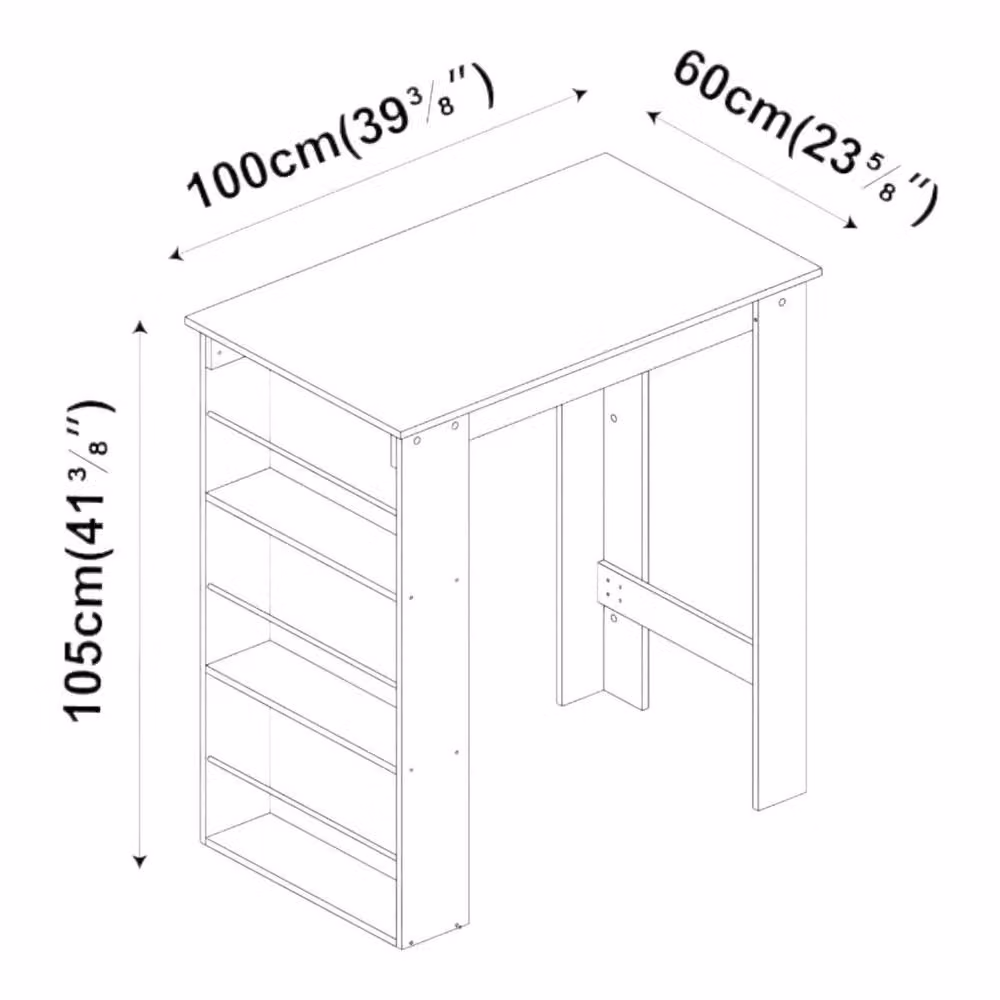 PAWNORA 3 Tier Modern Kitchen Island Table, White, W/D/H: 100 x 60 x 105 cm – 2