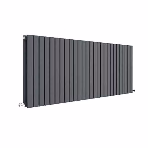 Nuie HLA60D Sloane Modern Home Wall Mount Designer Horizontal Double Panel Radiator, Anthracite, W: 157.2 cm, H: 60.0 cm, D: 7.2 cm