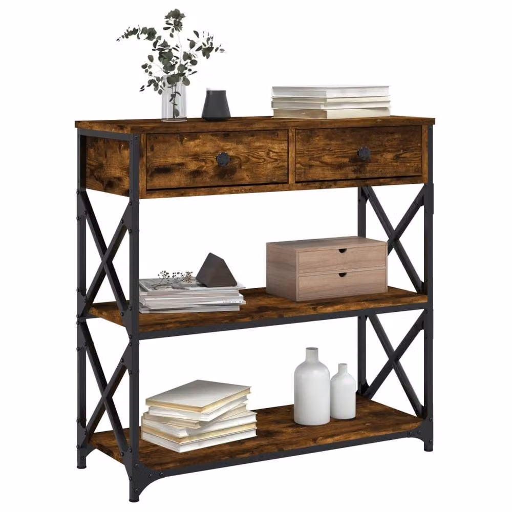 Berkfield Home Smoked Oak Console Table in Brown, W/D/H: 75 x 28 x 75 cm – 3