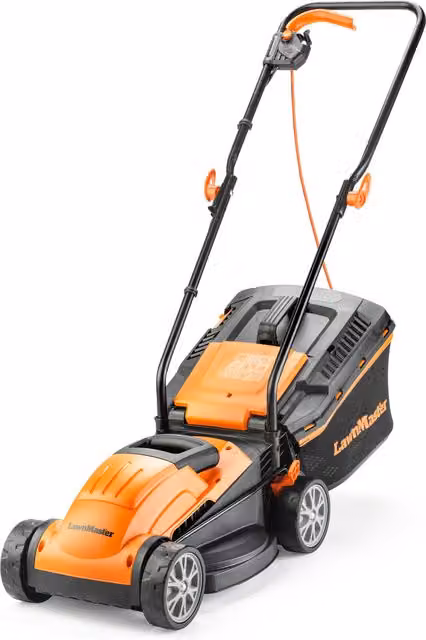 LawnMaster 1200W Electric Lawnmower with Fixed Blade and Collection Bag, Orange