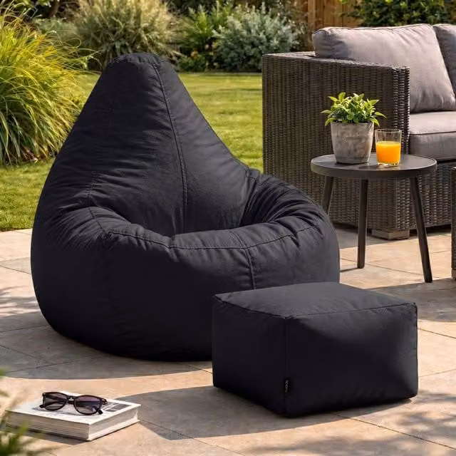 Bean Bag Bazaar icon Gaming Recliner Indoor and Outdoor Bean Bag with Footstool in Black