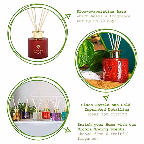 Nicola Spring Wild Fig & Cassis Scented Reed Diffuser, 200ml, Red Glass Jar – 2