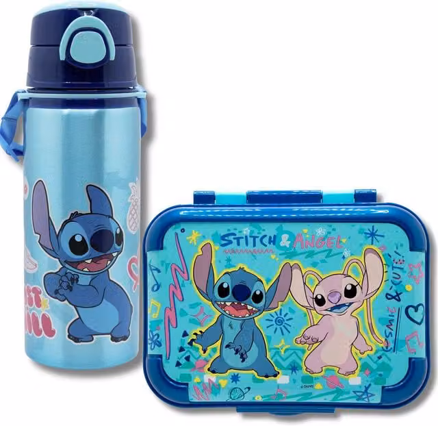 Stitch Packed Lunch Set in Blue and Multicolour, BPA Free