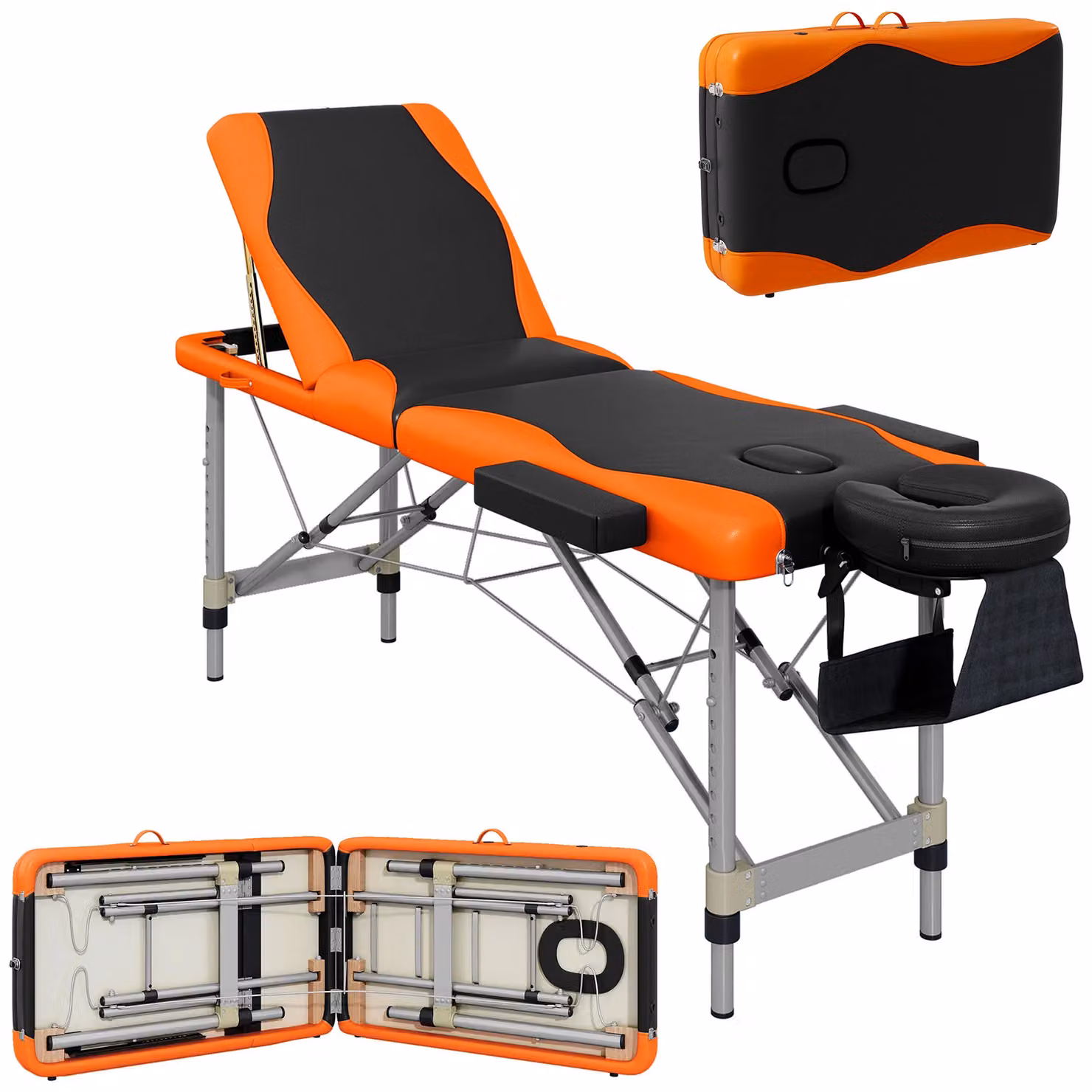 HOMCOM Portable Single Massage Table for Beauty Therapy and Spa in Orange – 2