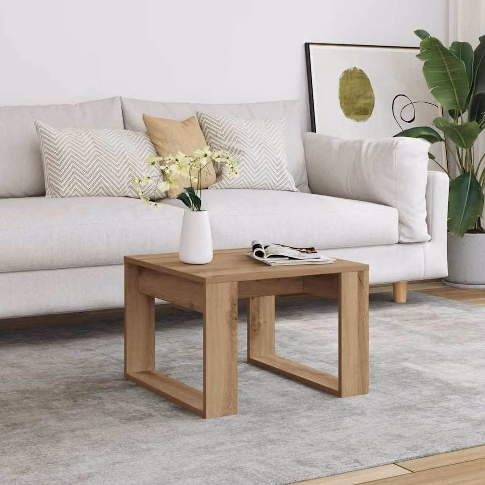 Berkfield Home Artisan Oak Side Table in Brown, W/D/H: 50 x 50 x 35 cm – 3