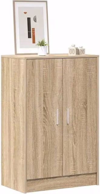 Berkfield Home Sonoma Oak Shoe Cabinet in Light Tan, W/D/H: 60 x 35 x 92 cm