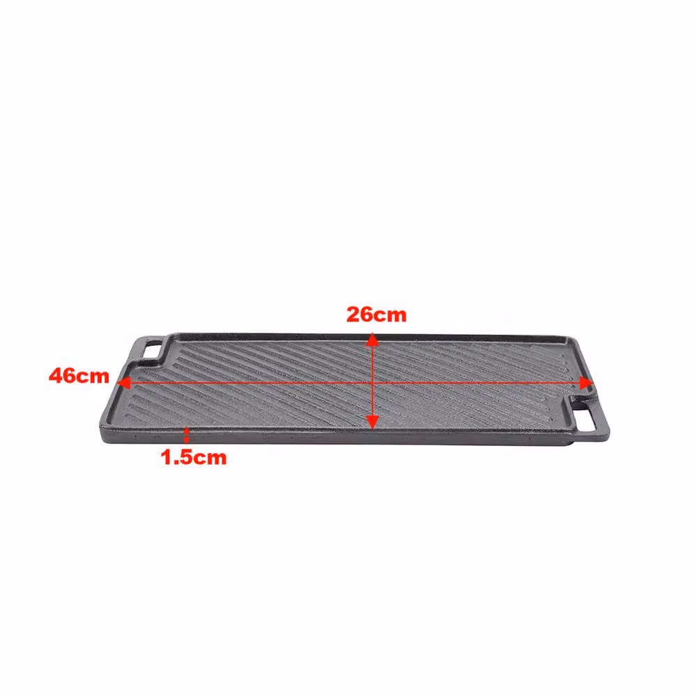 Living and Home Cast Iron Reversible Griddle Pan and 2-Side Grilling Plate with 2 Handles, Black – 4