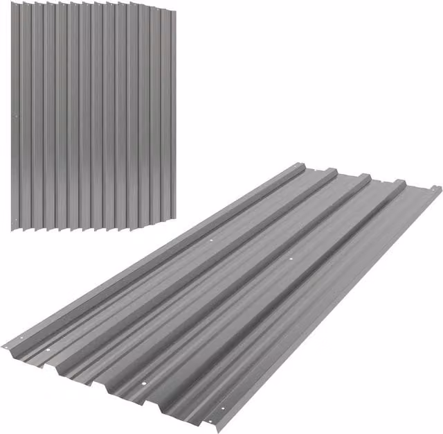 VOGREX Pack of 12 Galvanised Steel Metal Roofing Sheets for Greenhouse, Grey – 1