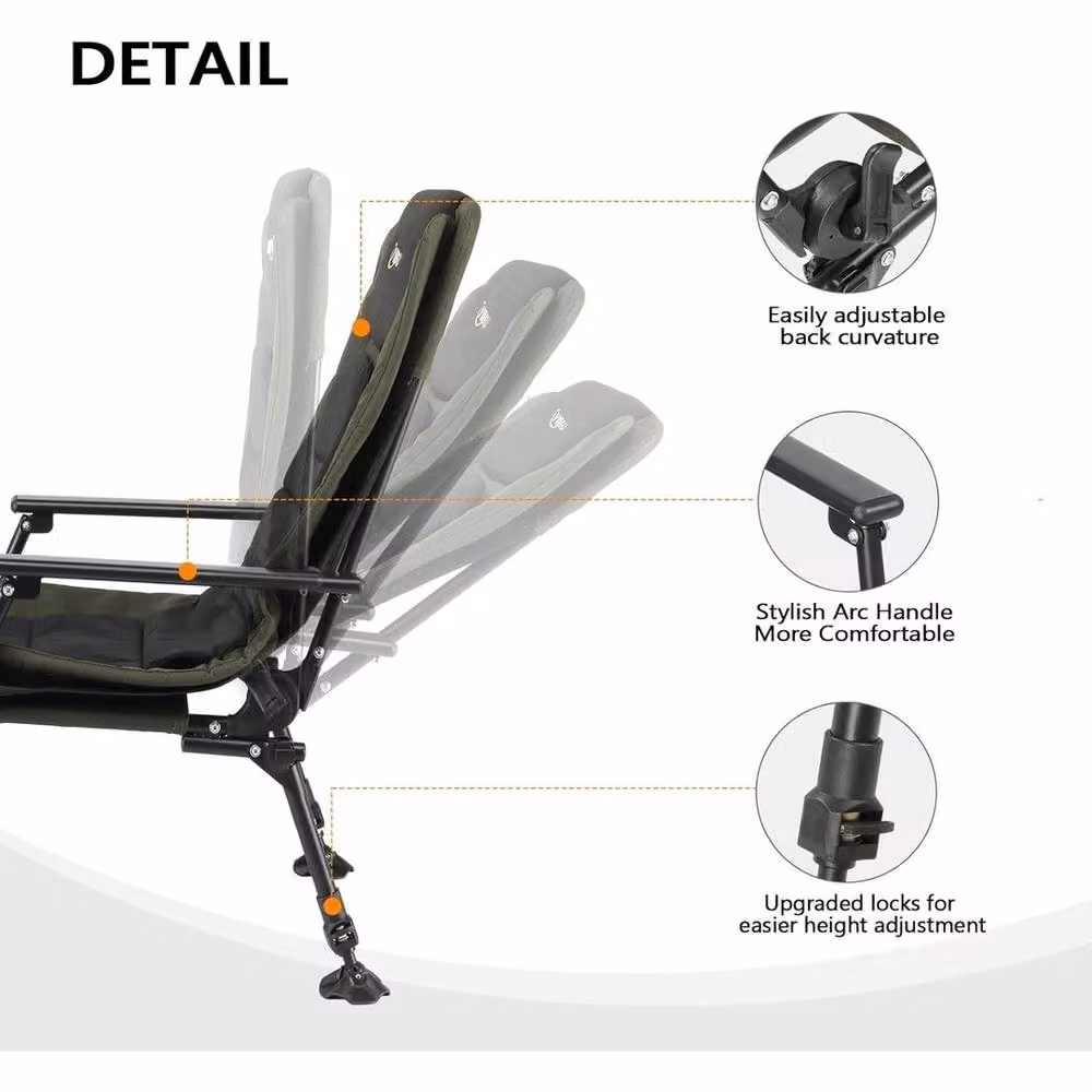 SPETLEK Portable Fishing Chair in Green with Armrests – 2