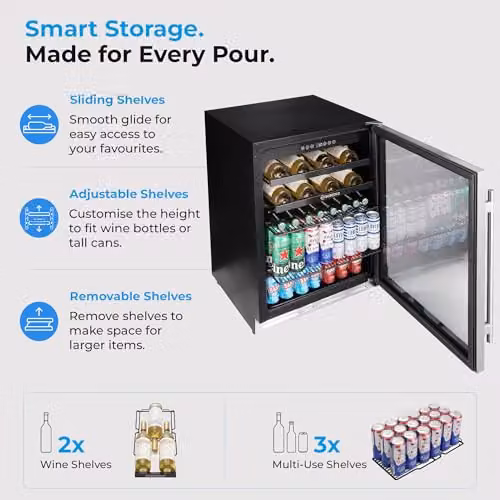 Subcold Integra60 Integrated Undercounter Wine Cooler with Compressor Cooling and LED Light, Stainless Steel, W/D/H: 59.5 x 57.5 x 82.6 cm – 4