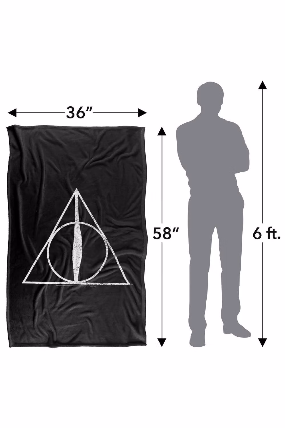 Warner Bros. Harry Potter Deathly Hallows Super Soft Fluffy Polyester Throw Blanket in Black and Multicolour, Large – 3
