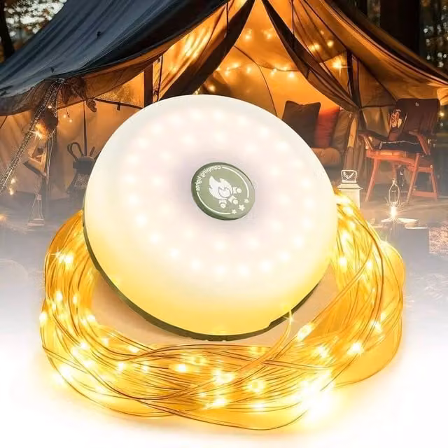 VOGREX 10m Portable Stowable Rechargeable LED String Light in White – 1