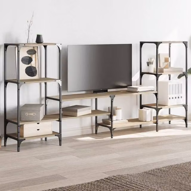Berkfield Home TV Cabinet in Sonoma Oak, W: 206.5 cm, D: 28.5 cm, H: 95 cm