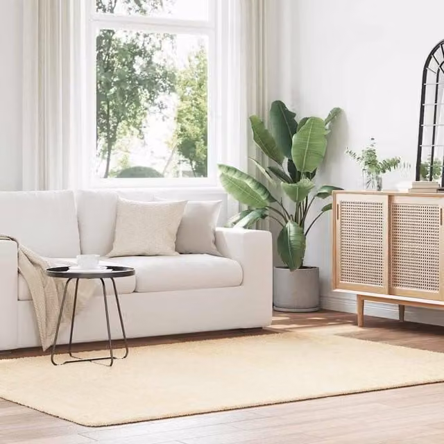 Berkfield Home NAVARRA Shaggy High Pile Rug, Beige, W: 160 cm, D: 230 cm