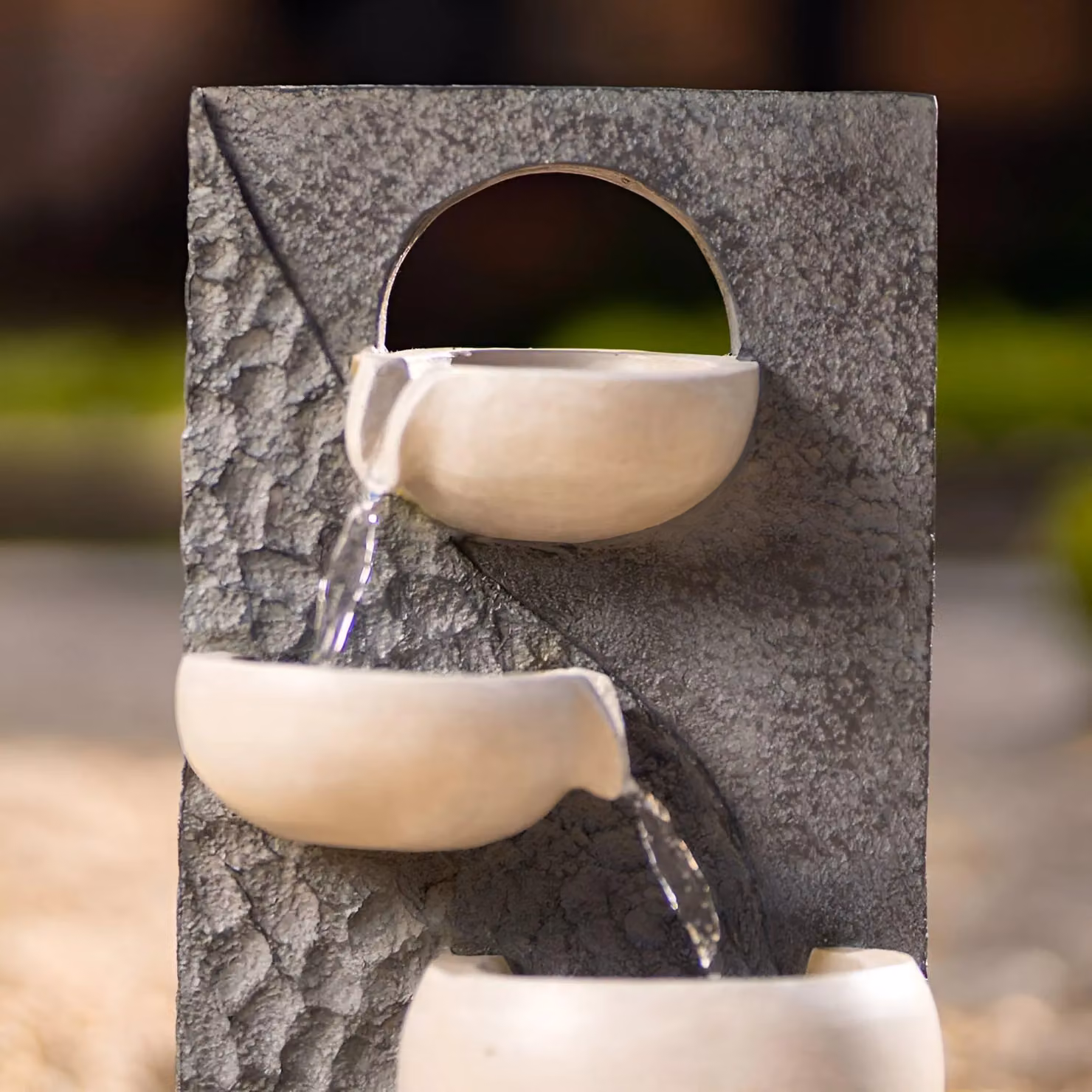 Primrose Solar Cascade Water Feature Pouring Bowl in Grey, Diameter: 48 cm – 3