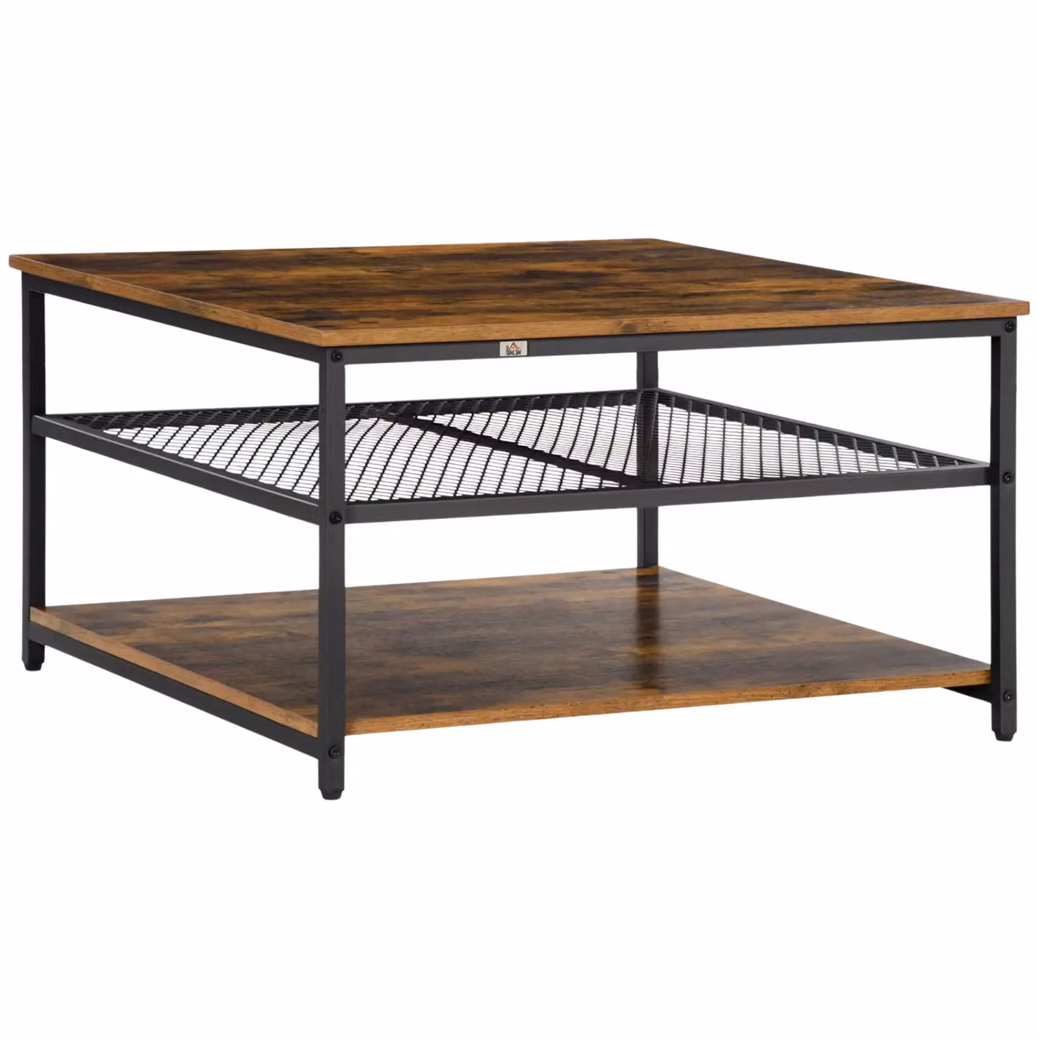 Rafaelo Mobilia Industrial 3 Tier Rustic Coffee Table in Brown and Black, W/D/H: 80 x 45 x 30 cm – 2