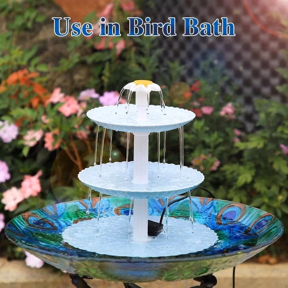 NESTLUNE Solar Powered Garden Bird Bath Fountain in Blue, W: 100 cm, D: 15 cm – 4