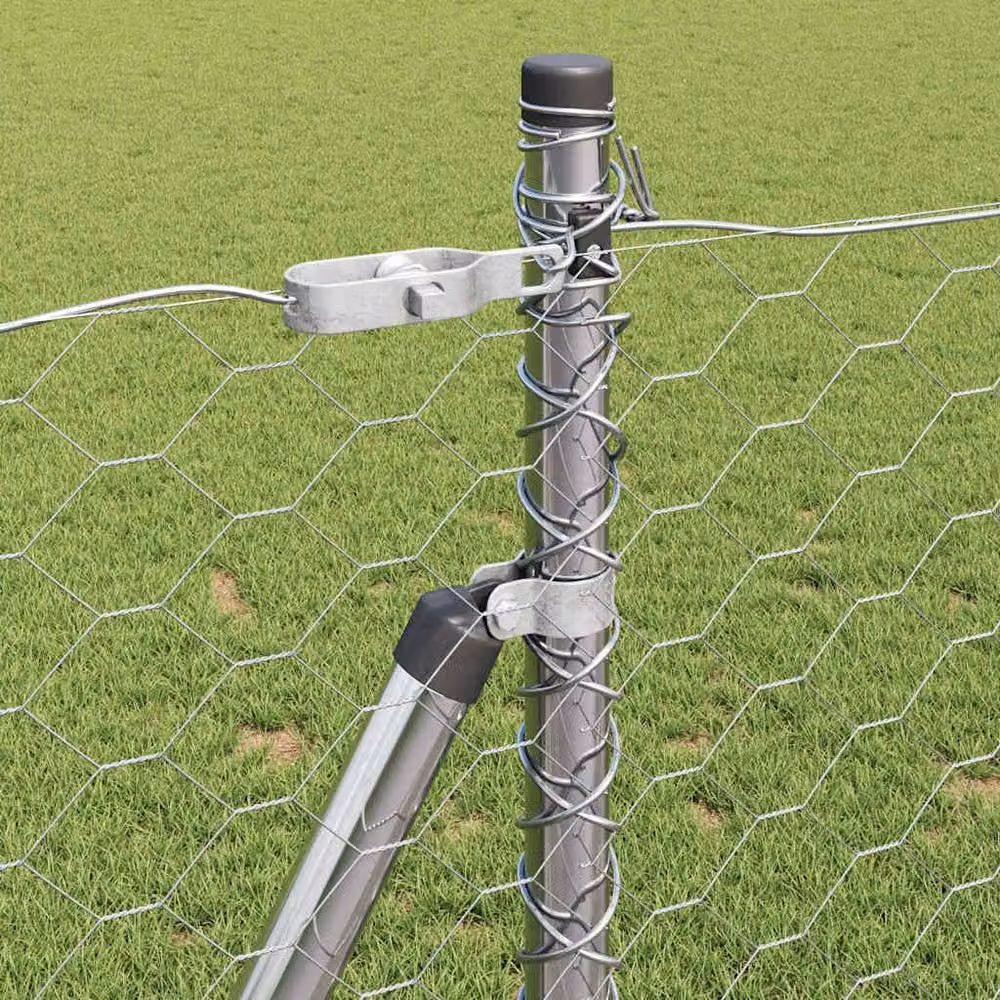 Berkfield Home Hexagon Fence in Silver Galvanised Steel, H: 80 cm x L: 50 m – 3