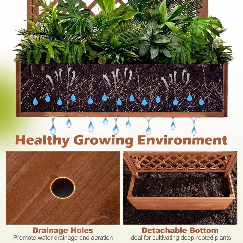 PAWNORA Brown Wooden Raised Bed for Vegetable and Herb Gardens – 5