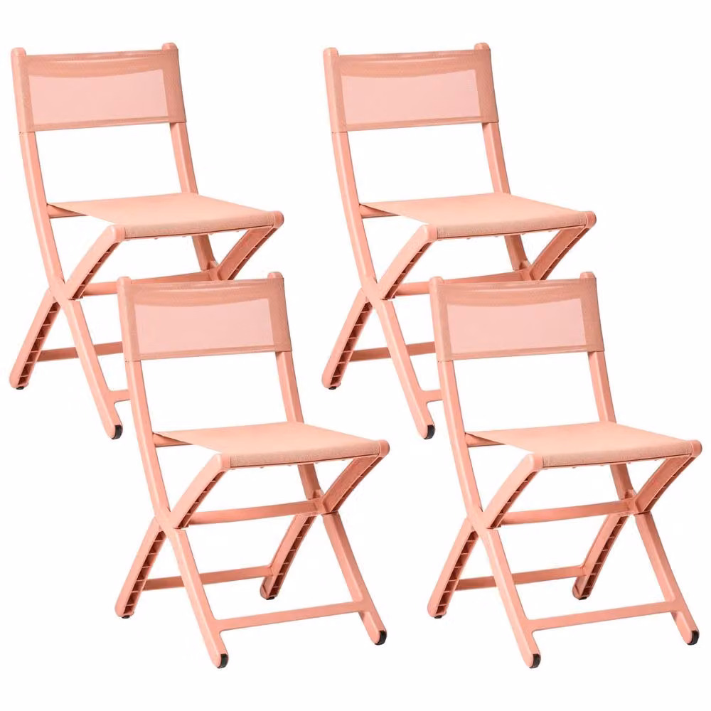 Wyld and Coco Set of 4 Modern Matt Pink Plastic Stacking and Folding Dining Chairs – 2