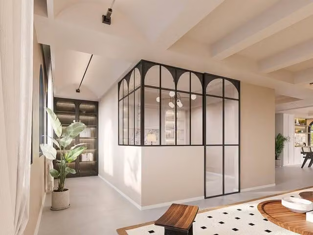 Vente-unique Art Deco Angled Studio Glass Roof in Black Powder-Coated Aluminium, W: 120 cm, L: 130 cm – 1