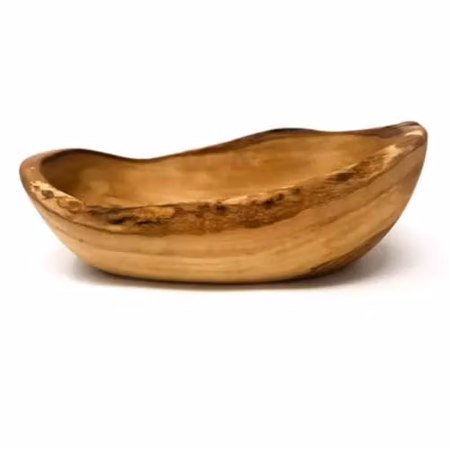 Verano Spanish Ceramics Handmade Rustic Olive Wood Serving Bowl in Brown and Beige, W: 36 cm, D: 12 cm – 2