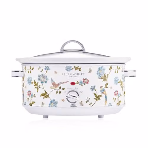 Laura Ashley Elveden Slow Cooker, 6.5L, White and Multicolour – 1
