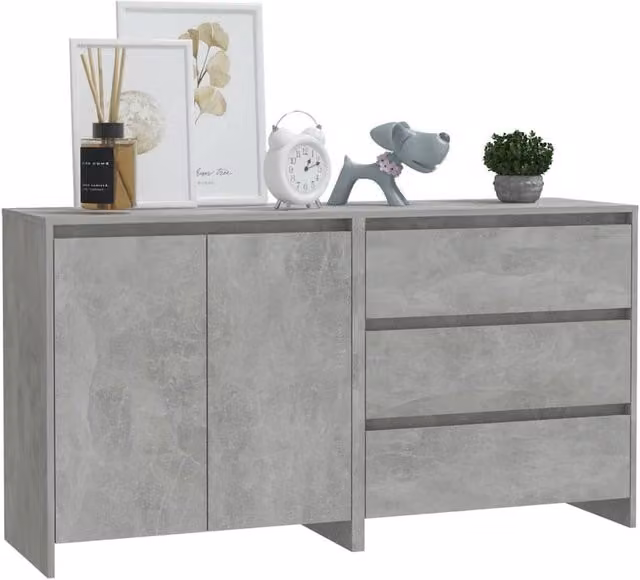 Berkfield Home Decorative 2 Piece Modern Sideboard in Grey MDF, W/D/H: 150 x 41 x 75 cm