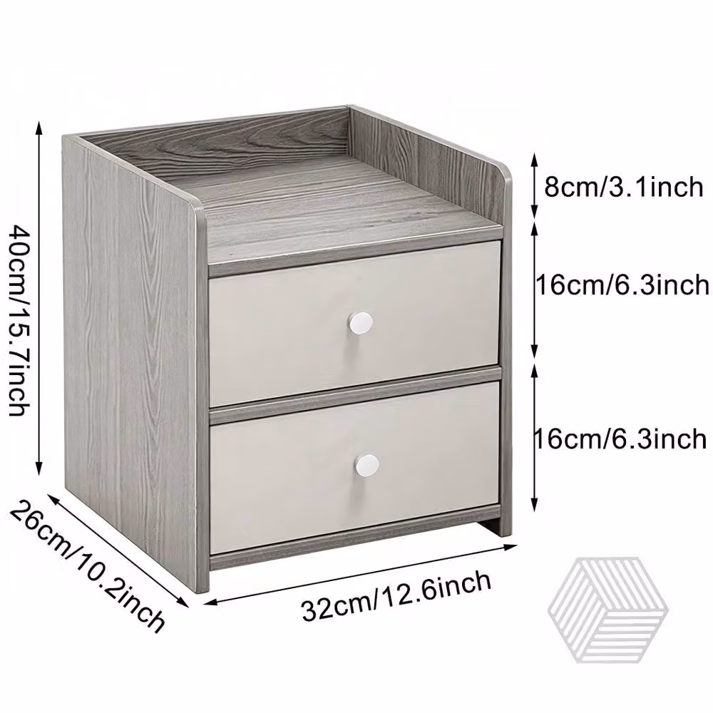 Ventryn Modern Grey Bedside Cabinet and Nightstand Storage Furniture – 2