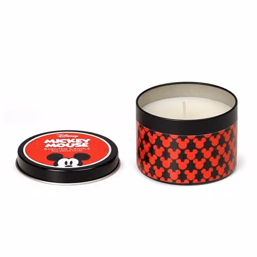 Disney Mickey Mouse Scented Tin Candle, Red Cedar Musk, Black and Red, 175g – 2