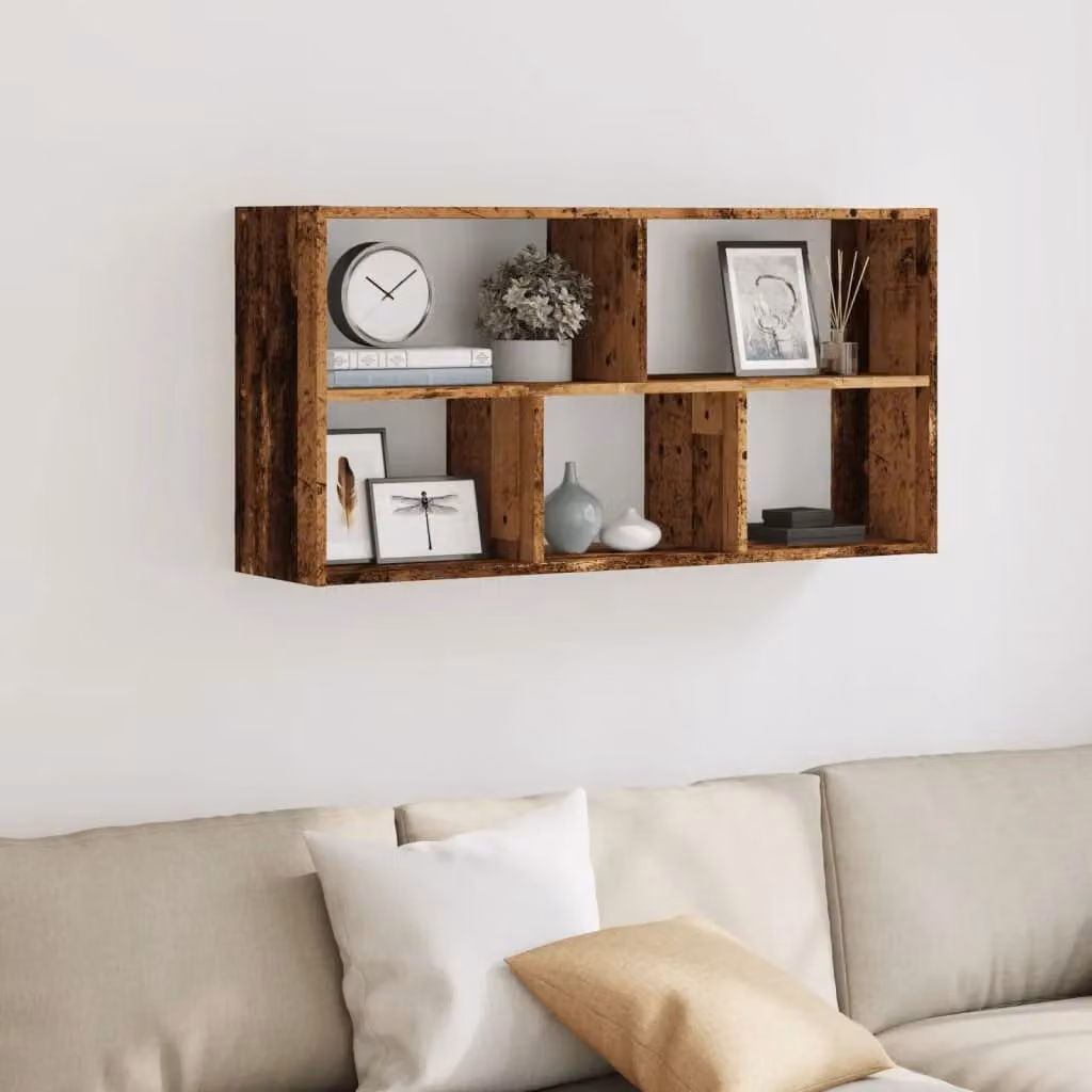 Berkfield Home Wall Shelf in Old Wood Brown, W/D/H: 100 x 25 x 50 cm – 3
