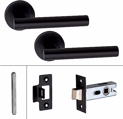 Golden Grace Straight T-Bar Door Handles and Latch in Matt Black – 2