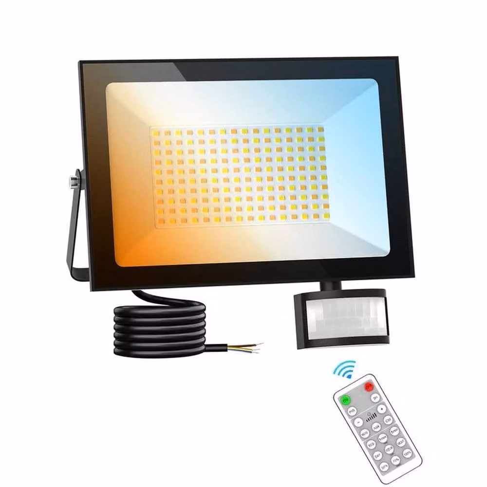 KORVIXA 100W LED Outdoor Floodlight with PIR Motion Sensor, Dimmable and Remote Control, IP66 Waterproof, Black – 2