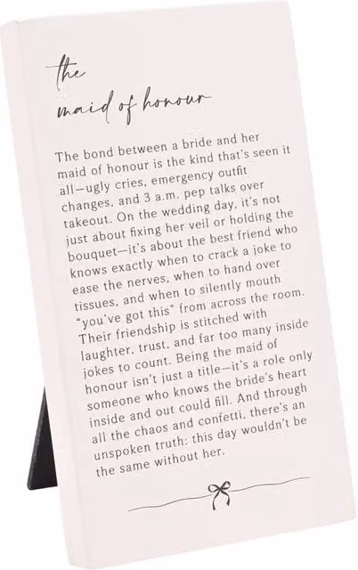 Amore by Juliana Maid of Honour Wedding Gift Verse Plaque in White