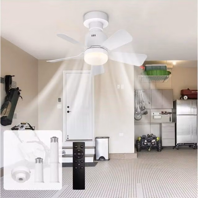 The Bath Plus TB+ Modern White and Wood Dimmable LED Ceiling Fan