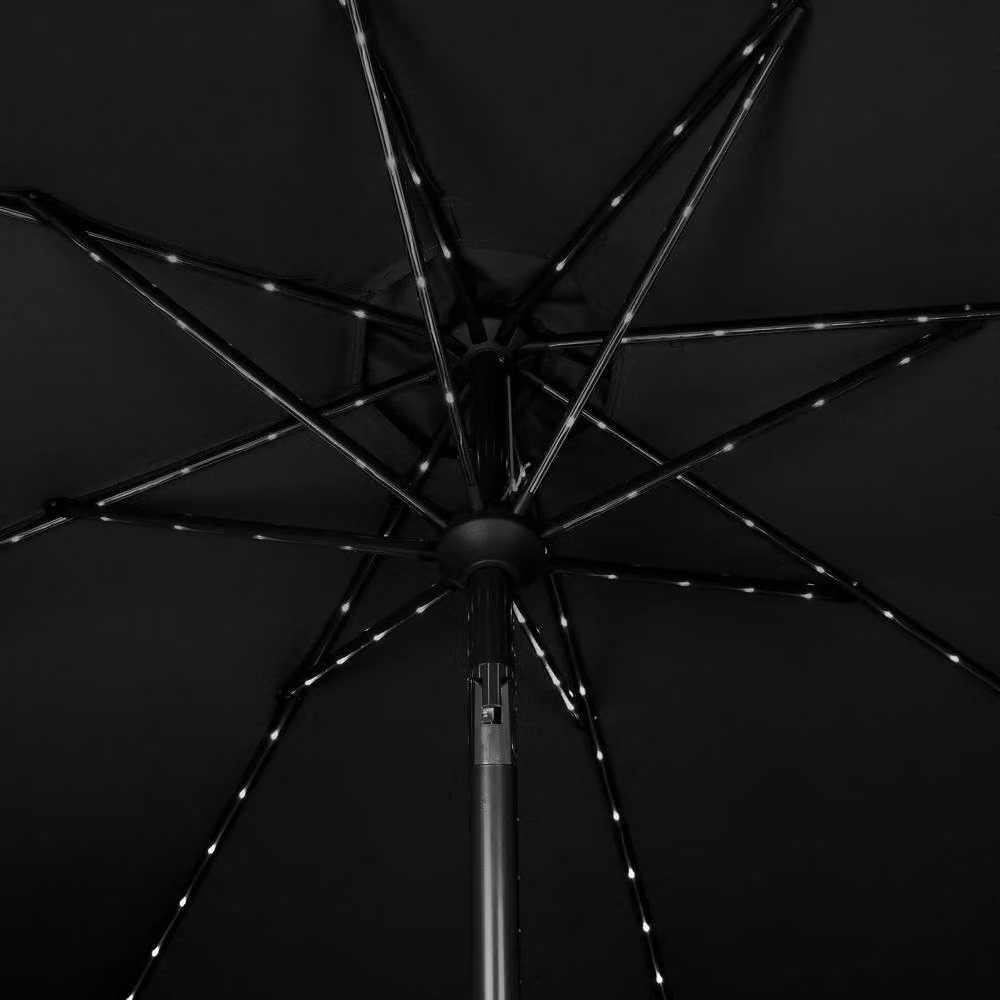 Monstershop LED Tilt Parasol in Black with Steel Frame and Polyester Canopy, Diameter: 270 cm, Height: 238 cm – 4