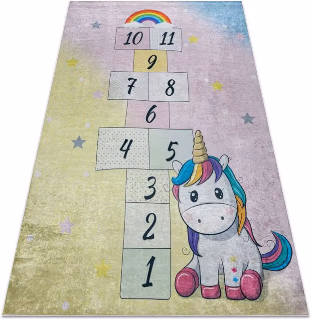 RugsX Bambino Kids Motif Rug in Pink and Multicolour, W: 80 cm, L: 150 cm