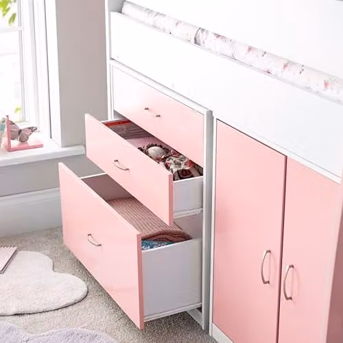 Bedmaster Lacy Pink Mid Sleeper Bed Frame with Drawers for Children, W/D/H: 190 x 90 x 117 cm – 2
