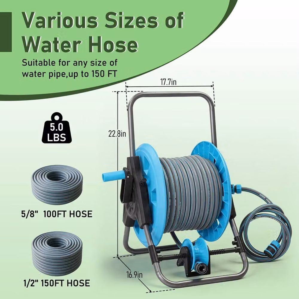 SPETLEK Freestanding Hose Reel Trolley Cart, Blue – 3