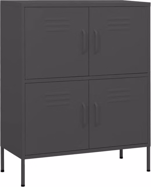 Berkfield Home Freestanding Metal Storage Cabinet in Anthracite Grey, W/D/H: 80 x 35 x 101.5 cm