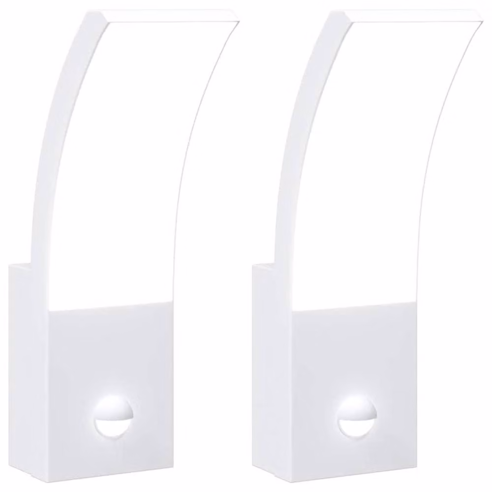 Berkfield Home Set of 2 White Outdoor LED Wall Lights with Motion Sensor and IP54 Rating – 2