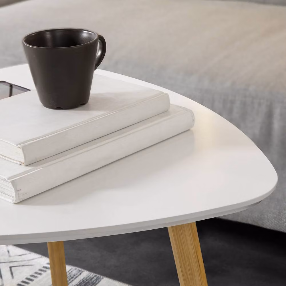 SoBuy Nesting Coffee Tables with White MDF Tops and Bamboo Legs – 3